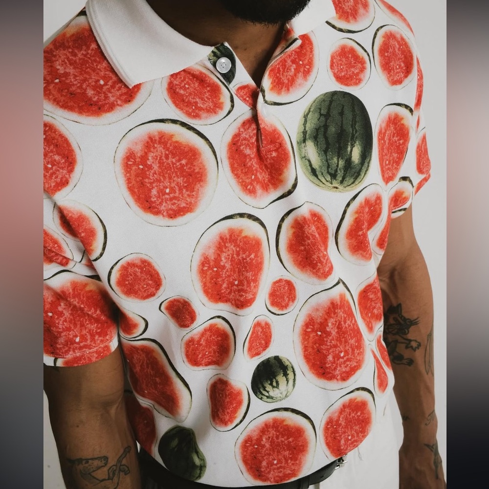 Denim Tears 2024 Men’s ‘Kiss My Grits’ Watermelon Polo NEW Size XXL Shirt